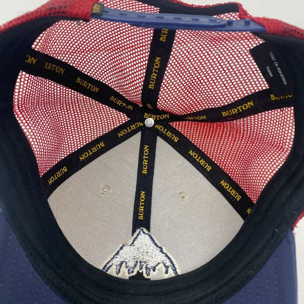 Burton Trucker Hat in Blue, Red and White Unisex Snapbak Trucker Cap